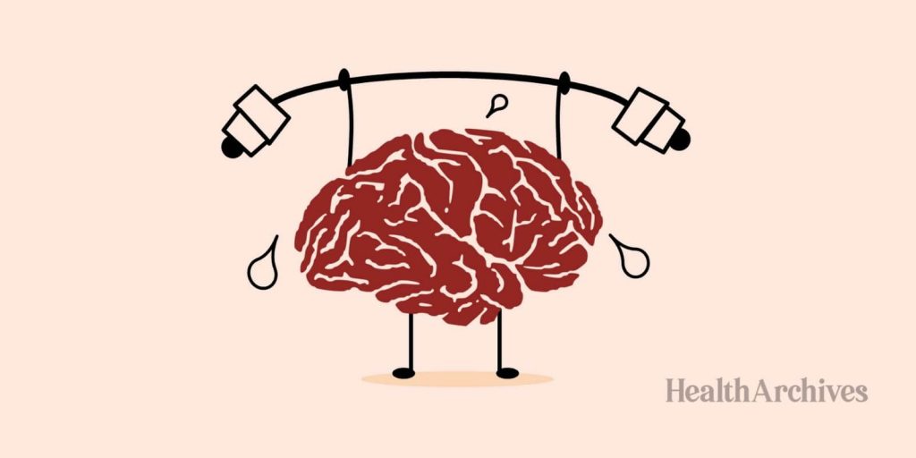 An illustration of a brain lifting up weight to show strength