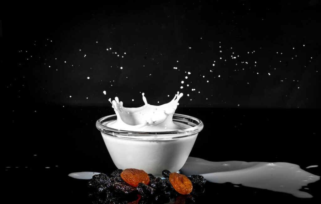 Milk splashing from a bowl