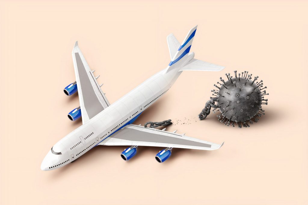 Air aircraft with Coronavirus display