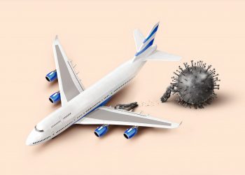 Air aircraft with Coronavirus display