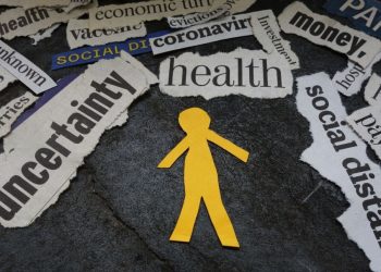 Mental Health Issues Aftermath COVID-19 17 Cut outs of paper for mental health and coronavirus