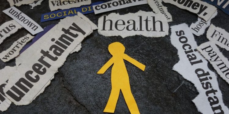 Mental Health Issues Aftermath COVID-19 1 Cut outs of paper for mental health and coronavirus