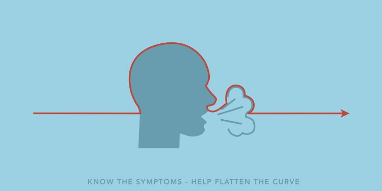 CDC Points Out Common Symptoms Of COVID-19 1 Human figure coughing, the symptom of COVID-19