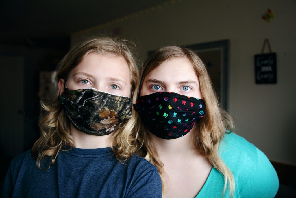 Children wearing masks to protect themselves from Coronavirus