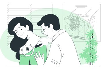 Don't Wait To Detect Skin Cancer - Early Detection Saves Lives 10 An illustration of skin cancer getting observed by a doctor